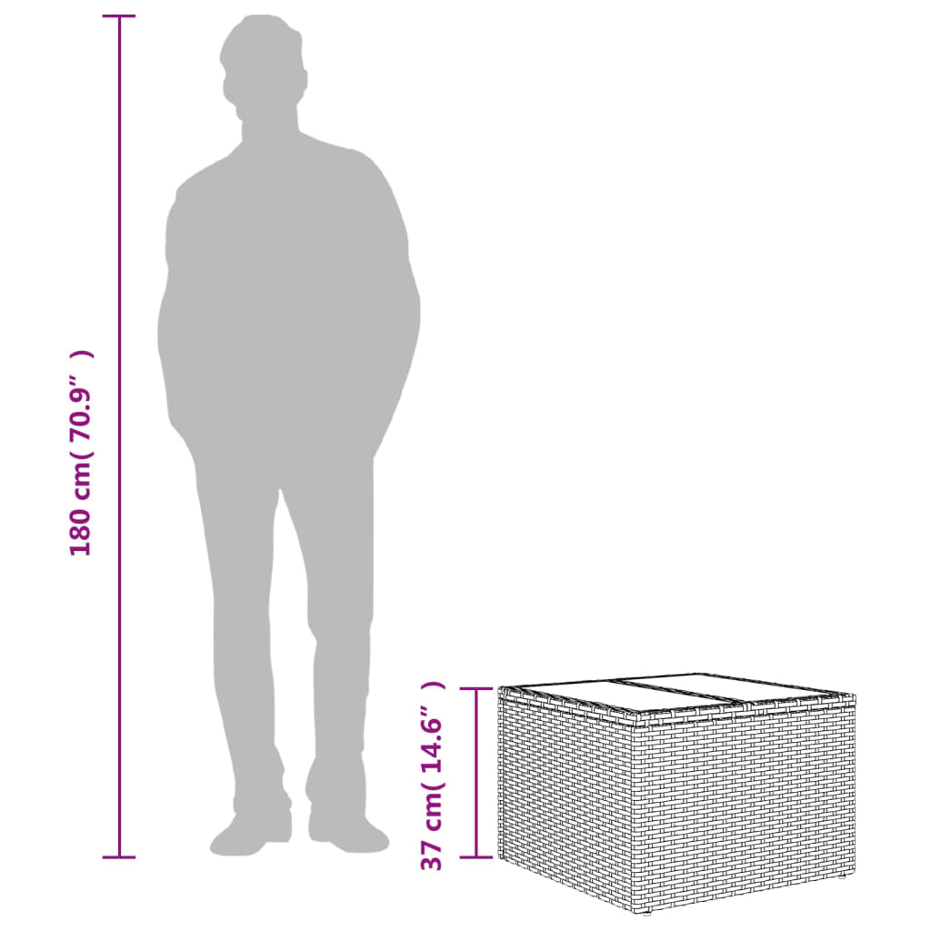 Garden Table With Top 55X55X37 Cm Poly Rattan