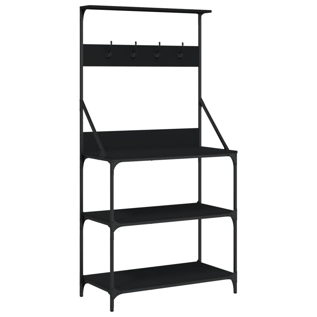Baker's Rack With Hooks 4-Tier Engineered Wood