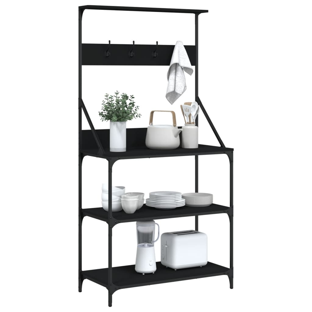 Baker's Rack With Hooks 4-Tier Engineered Wood
