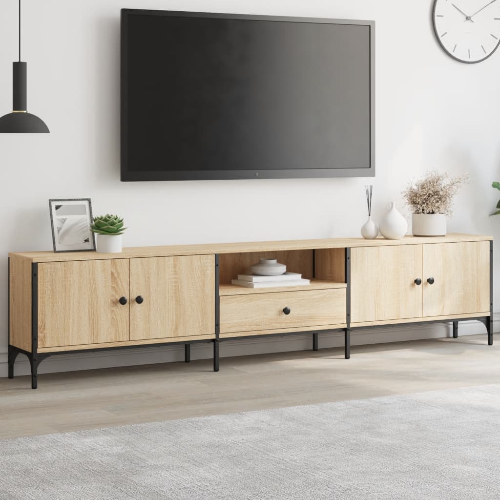 Tv Cabinet With Drawer 200X25X44 Cm Engineered Wood
