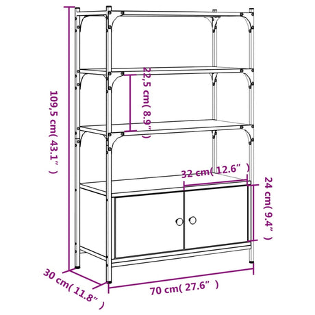 Bookcase 3-Tier 70X30X109.5 Cm Engineered Wood
