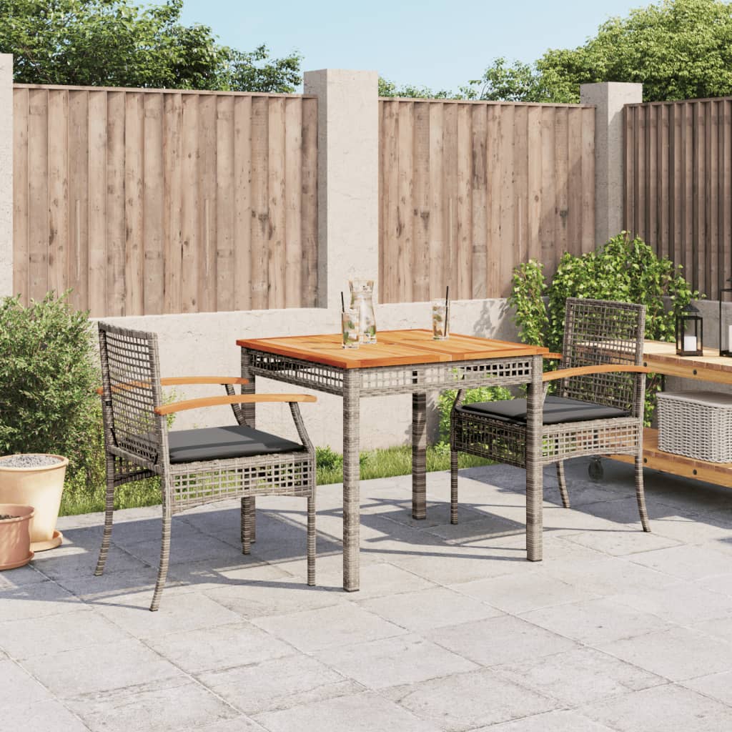 5 Piece Garden Dining Set With Cushions Grey Poly Rattan