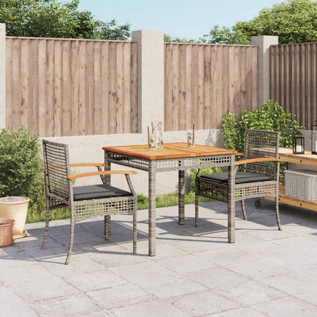 5 Piece Garden Dining Set With Cushions Grey Poly Rattan