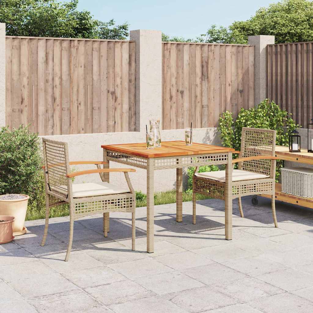 7 Piece Garden Dining Set With Cushions Beige Poly Rattan