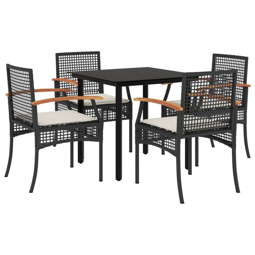 5 Piece Garden Dining Set With Cushions Poly Rattan