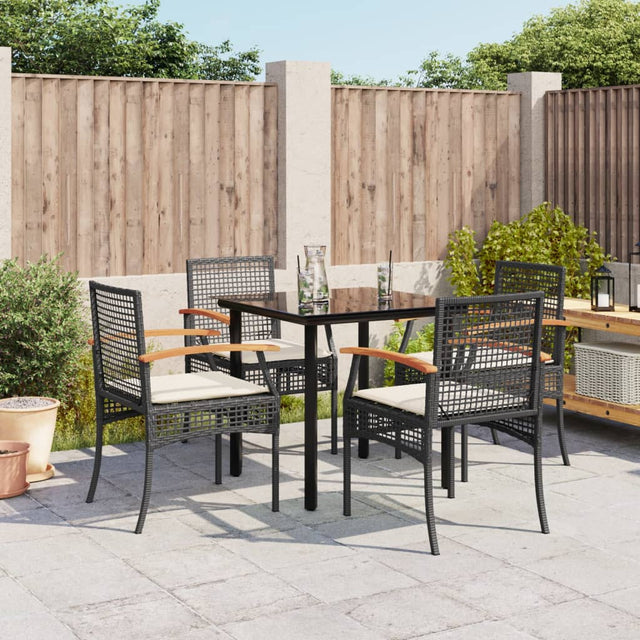 5 Piece Garden Dining Set With Cushions Poly Rattan