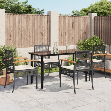 5 Piece Garden Dining Set With Cushions Poly Rattan