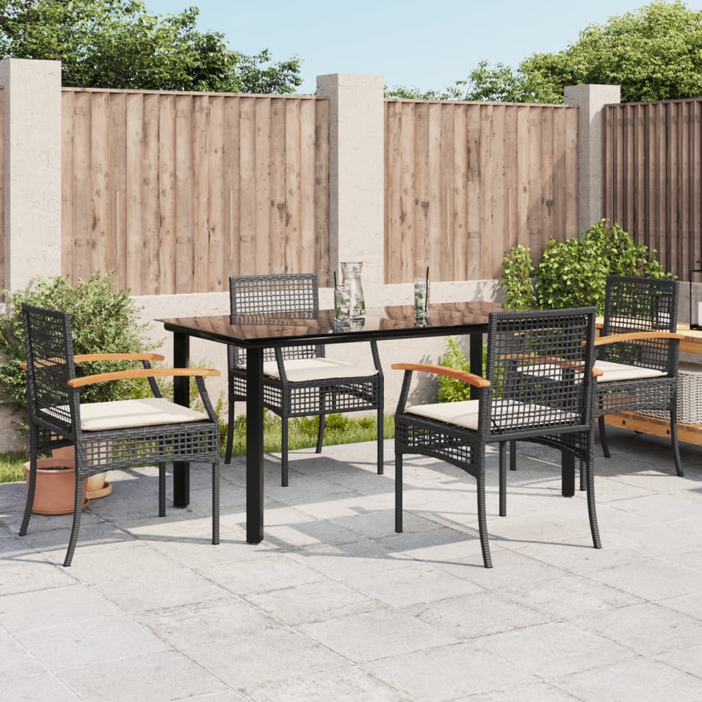 5 Piece Garden Dining Set With Cushions Poly Rattan