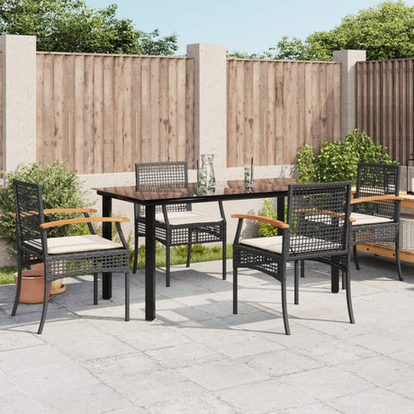5 Piece Garden Dining Set With Cushions Poly Rattan