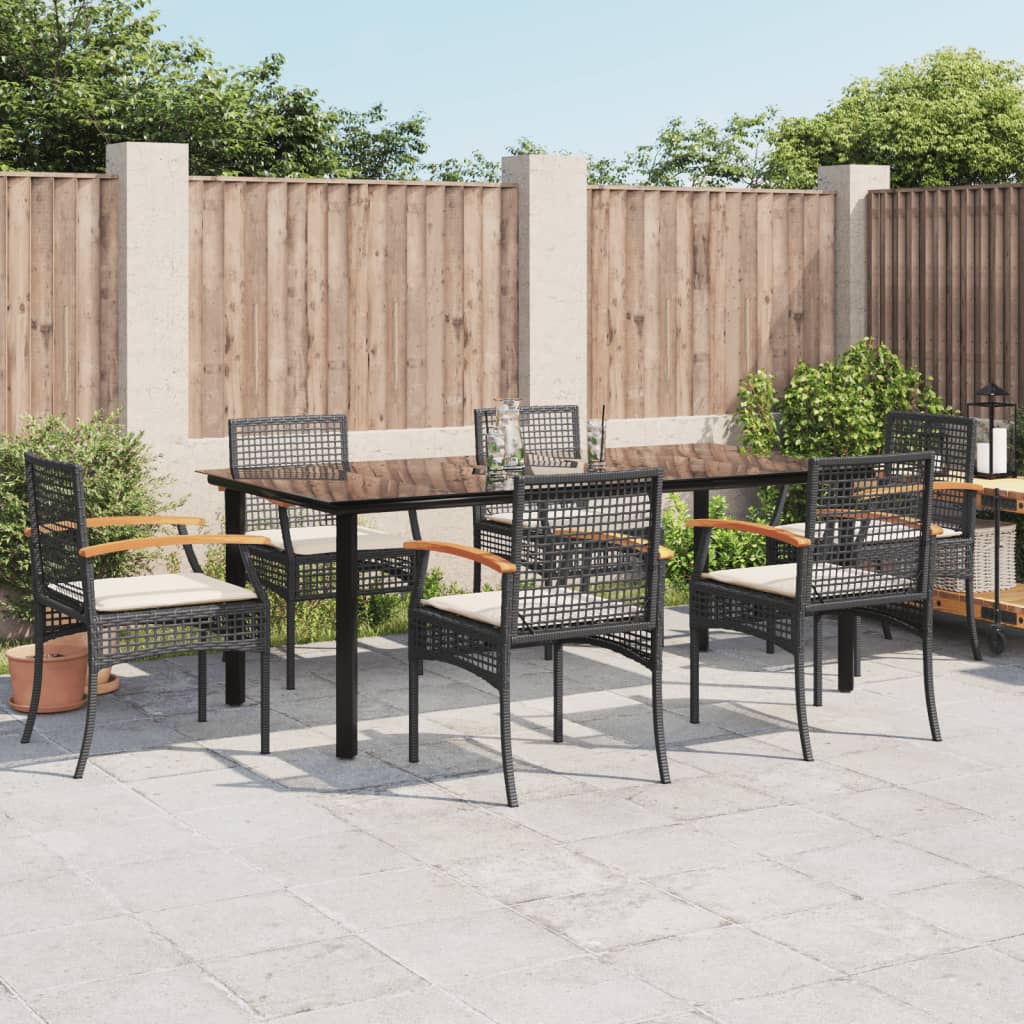 5 Piece Garden Dining Set With Cushions Poly Rattan