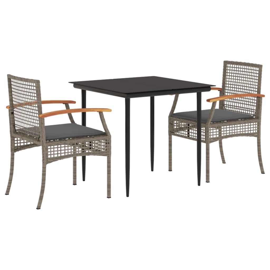 3 Piece Garden Dining Set With Cushions Poly Rattan