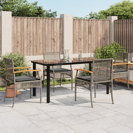 5 Piece Garden Dining Set With Cushions Poly Rattan