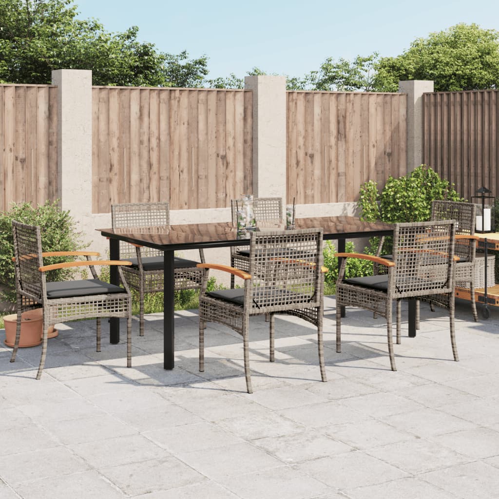 5 Piece Garden Dining Set With Cushions Poly Rattan