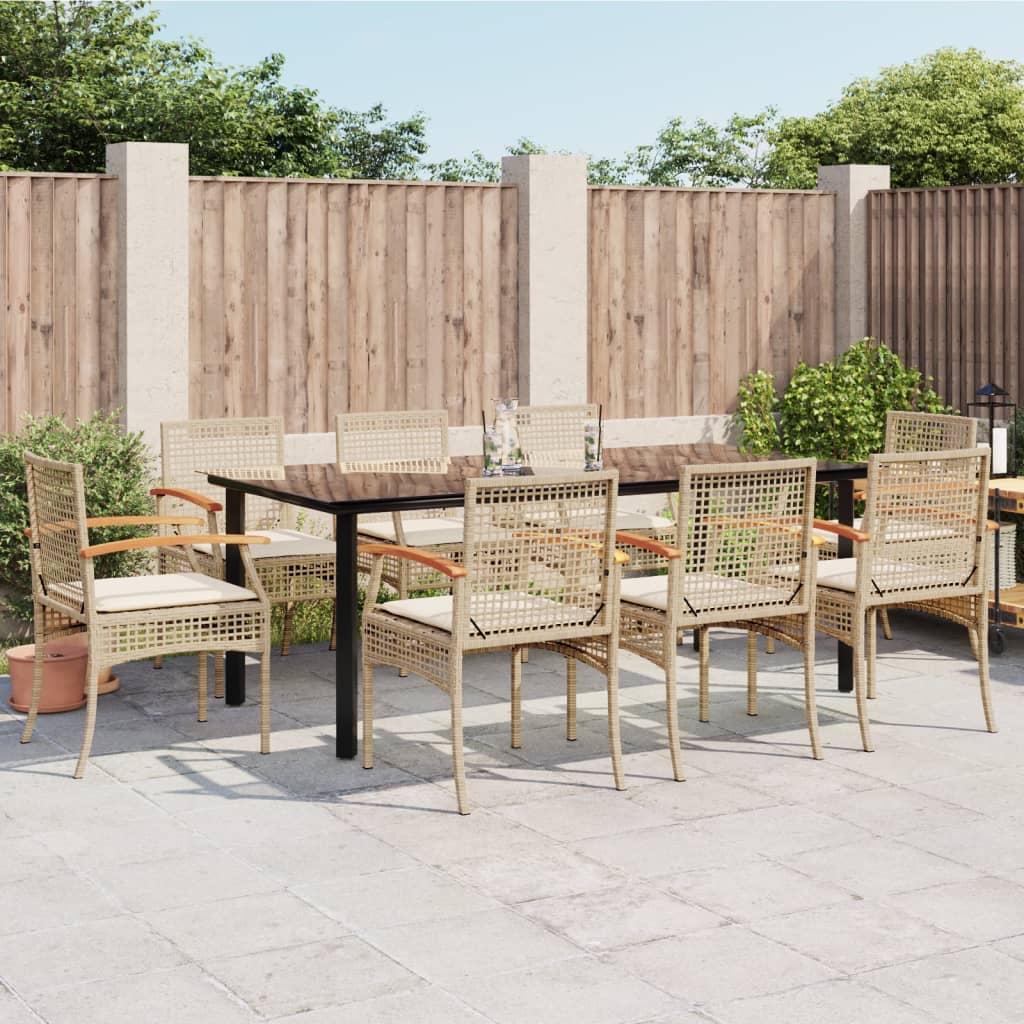5 Piece Garden Dining Set With Cushions Poly Rattan