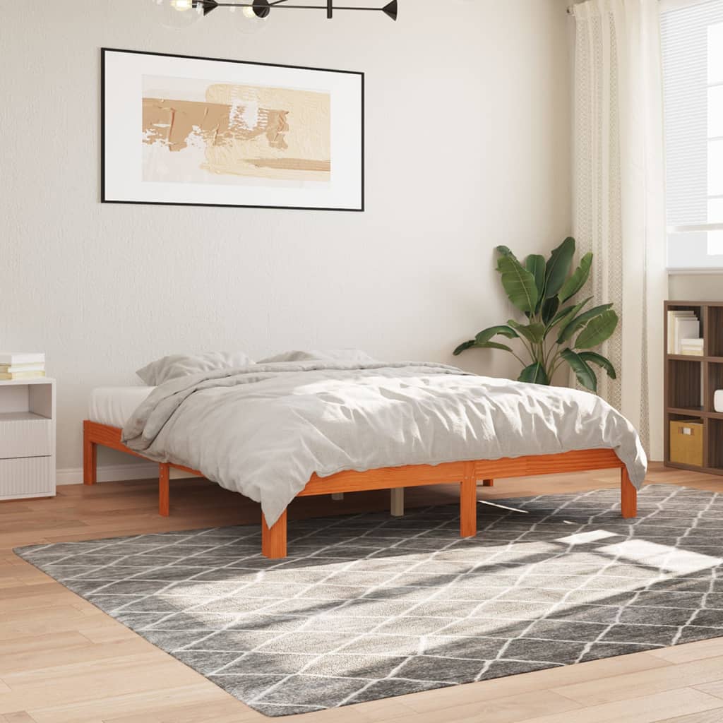 Bed Frame Without Mattress Solid Wood Pine 140X200Cm