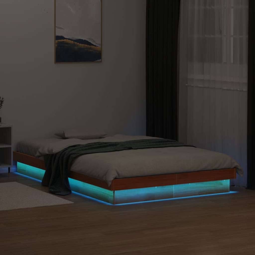 Led Bed Frame Without Mattress Solid Wood