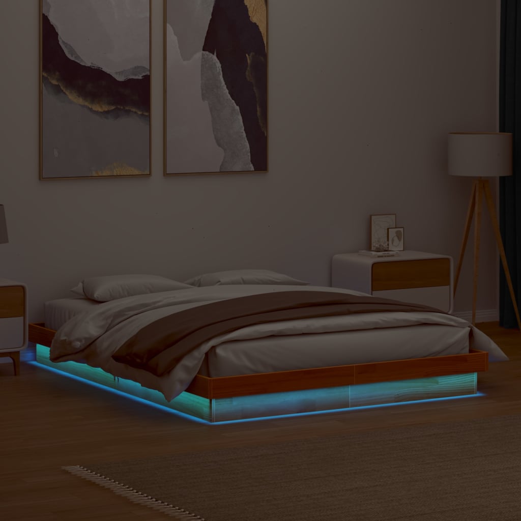 Led Bed Frame Without Mattress Solid Wood