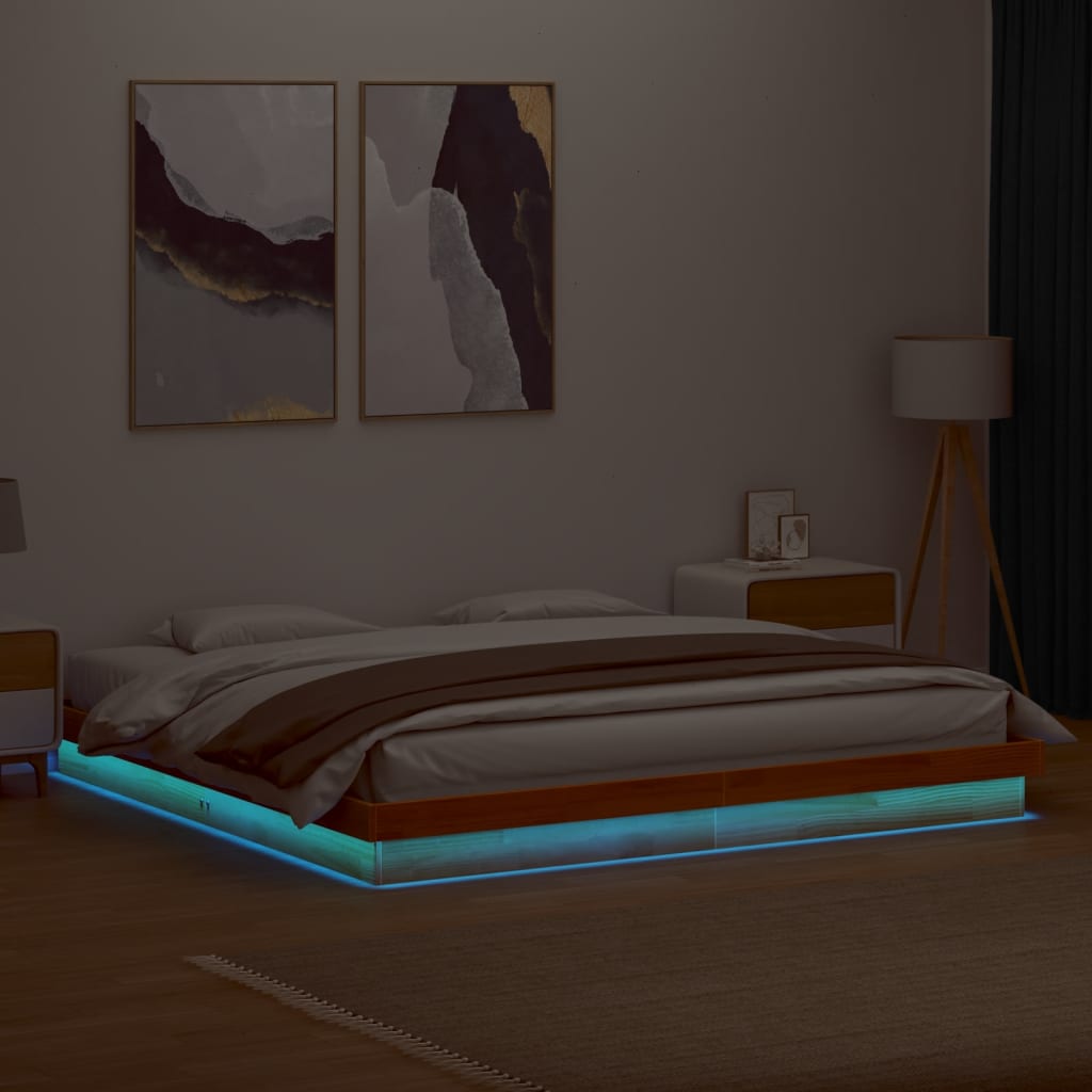 Led Bed Frame Without Mattress Solid Wood