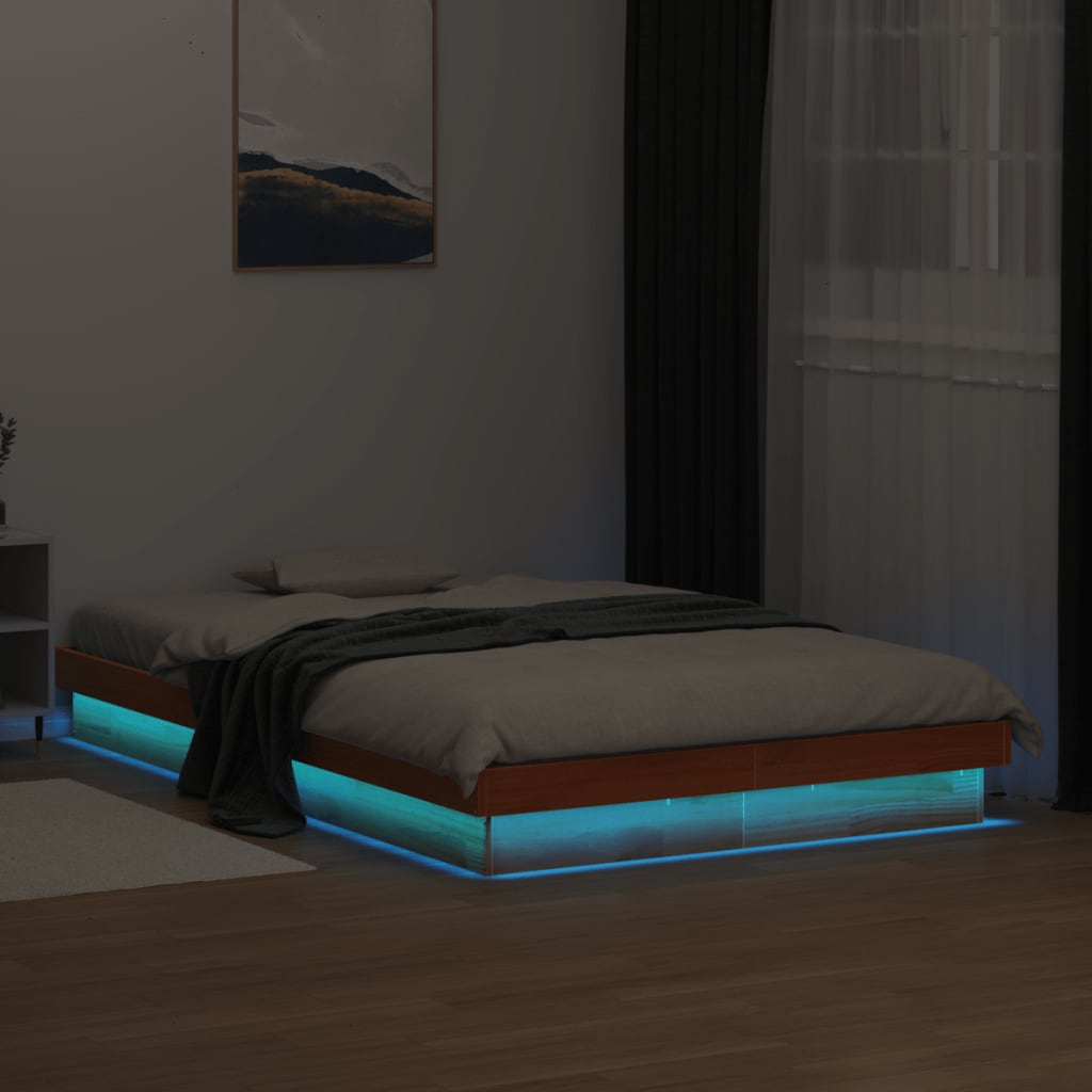 Led Bed Frame Without Mattress Solid Wood