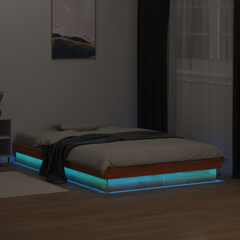 Led Bed Frame Without Mattress Solid Wood