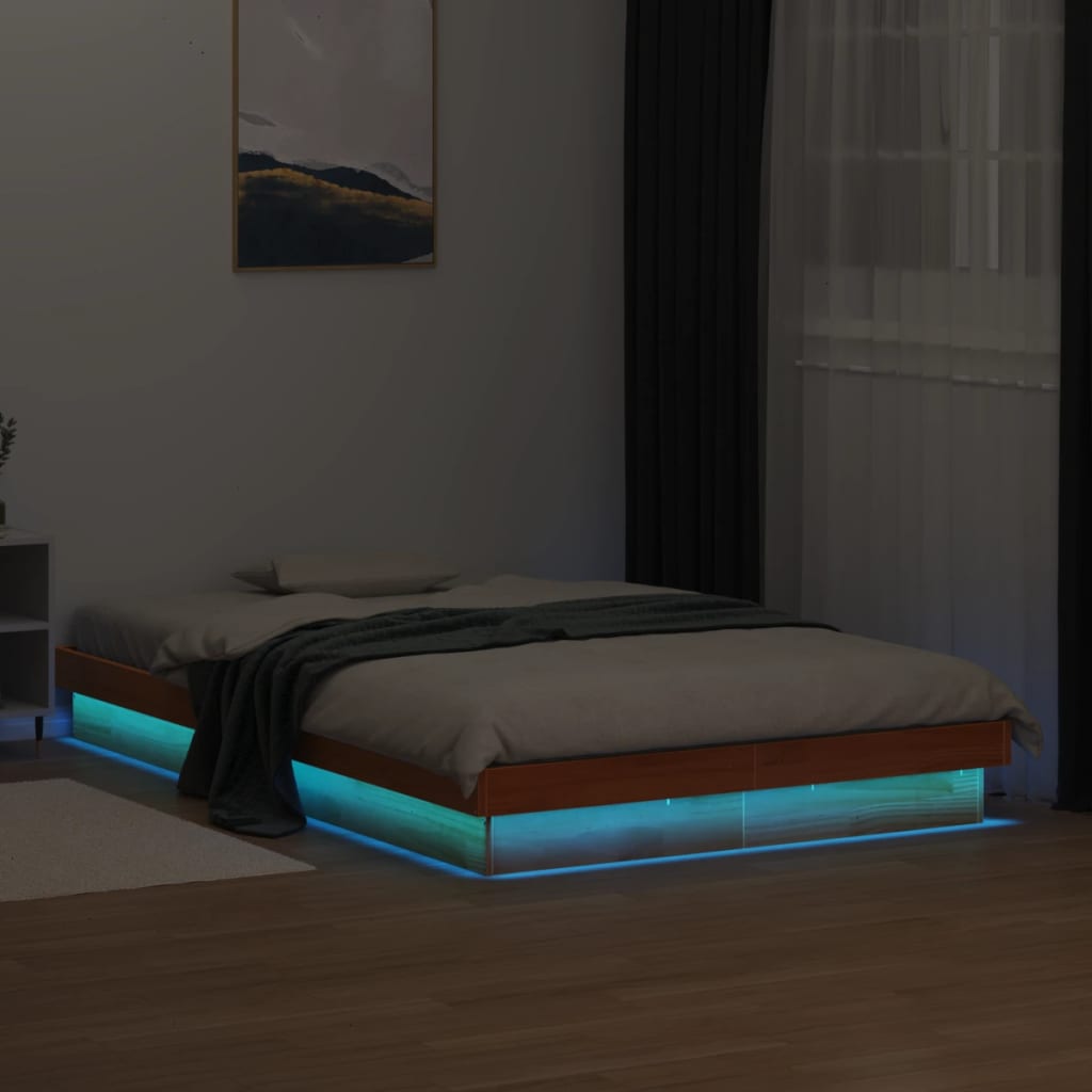Led Bed Frame Without Mattress Solid Wood