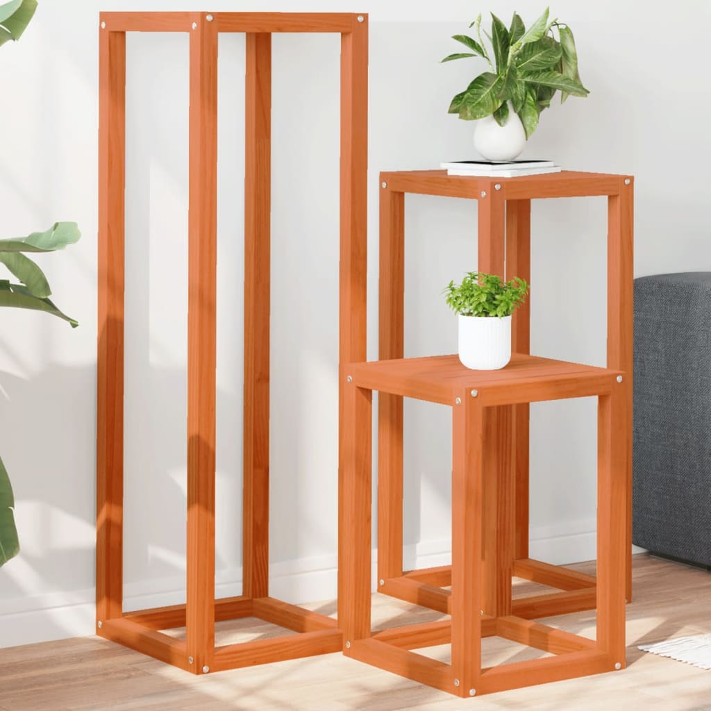 3 Piece Plant Stand Set Solid Wood Pine