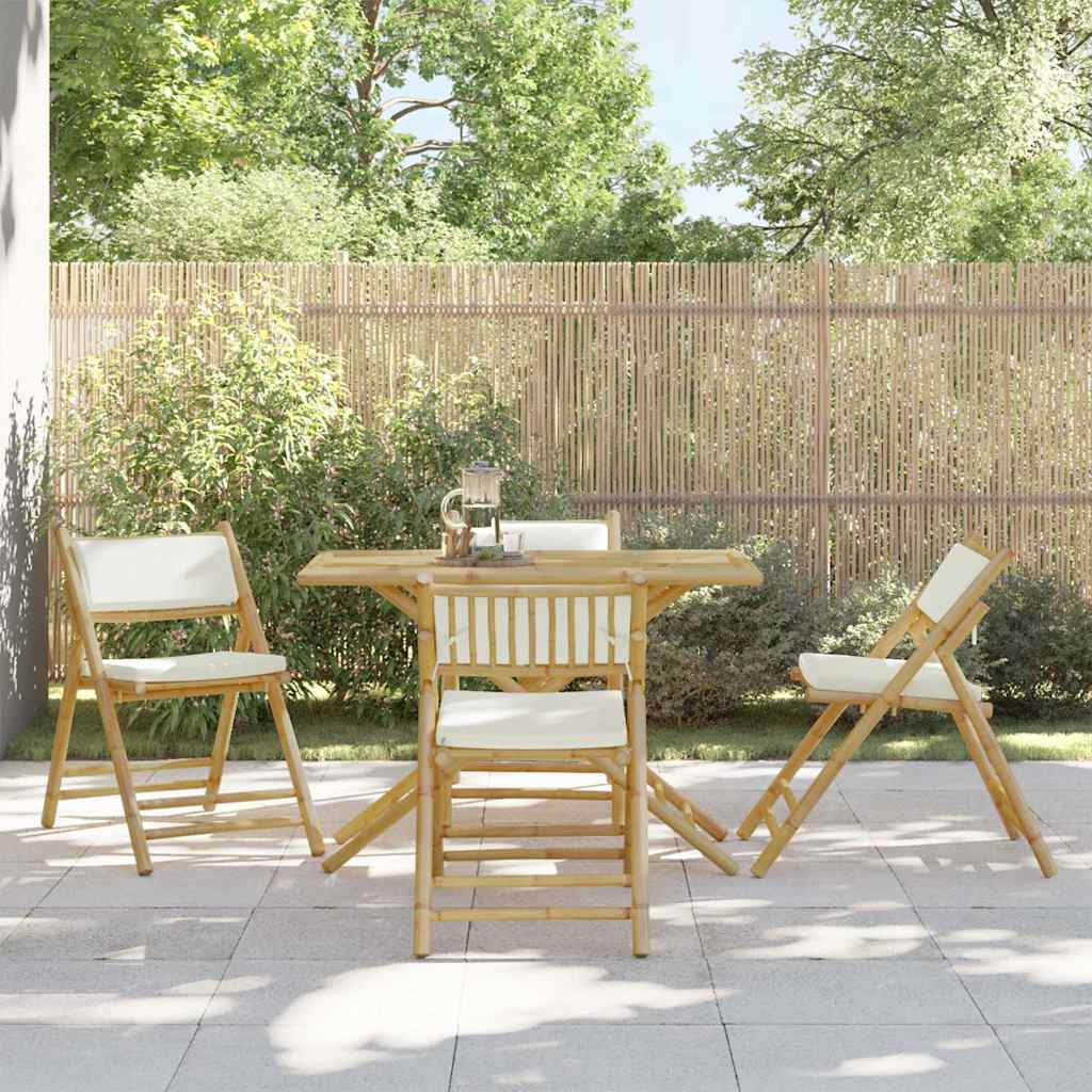 6 Piece Folding Bistro Chairs With Cushions Bamboo