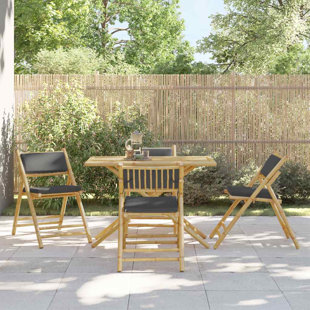 6 Piece Folding Bistro Chairs With Cushions Bamboo
