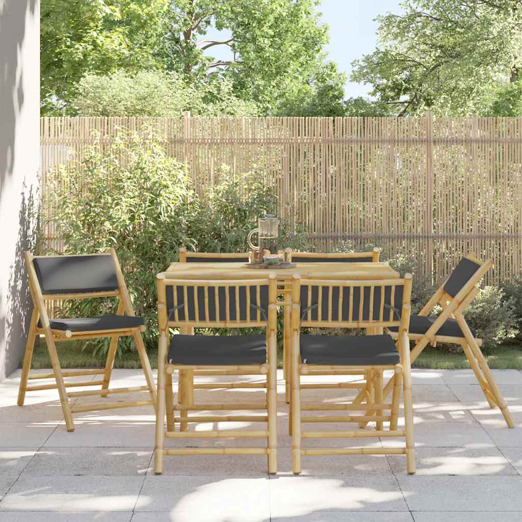 6 Piece Folding Bistro Chairs With Cushions Bamboo