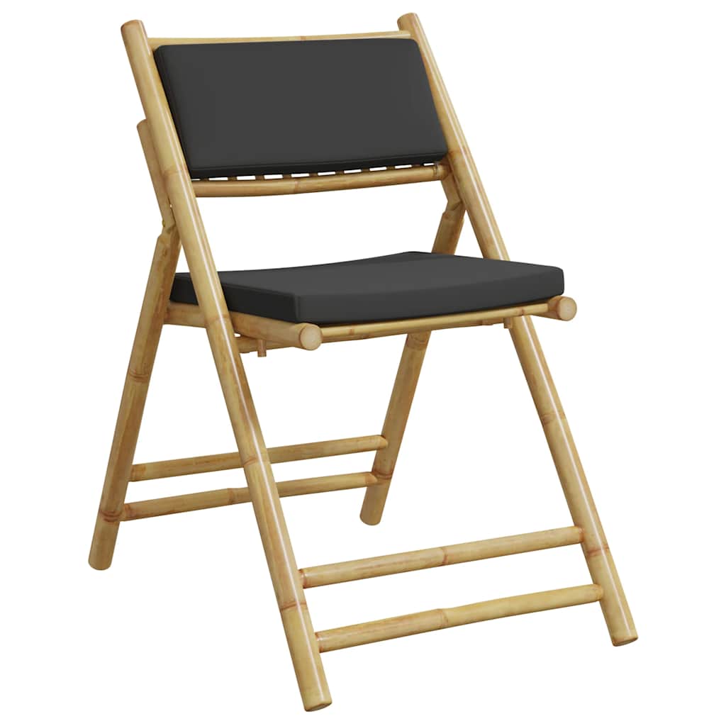 5 Piece Folding Bistro Set With Cushions Bamboo