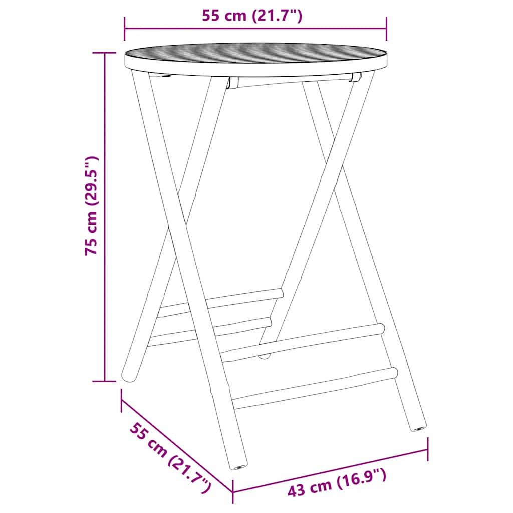 3 Piece Folding Bistro Set With Cushions Bamboo