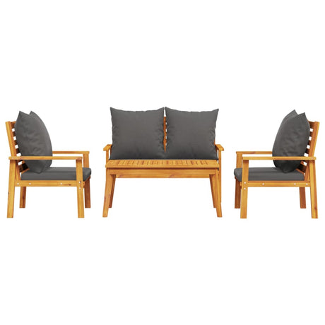 4 Piece Garden Lounge Set With Cushions Solid Wood Acacia