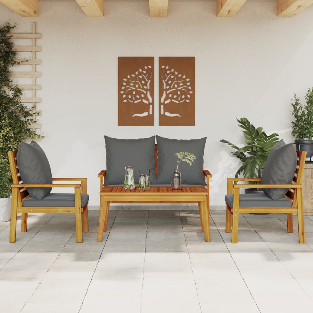 4 Piece Garden Lounge Set With Cushions Solid Wood Acacia