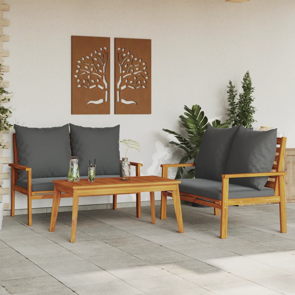 4 Piece Garden Lounge Set With Cushions Solid Wood Acacia