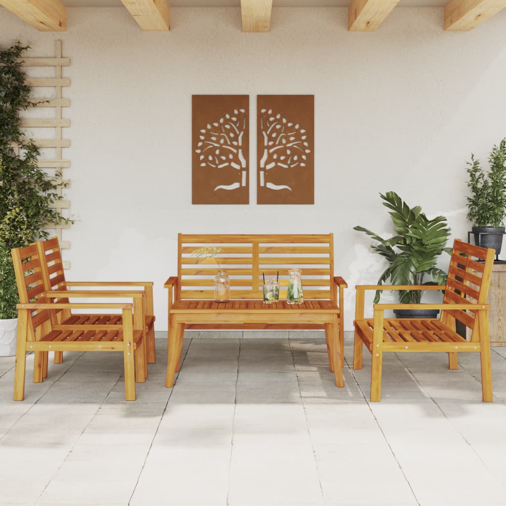 4 Piece Garden Lounge Set With Cushions Solid Wood Acacia