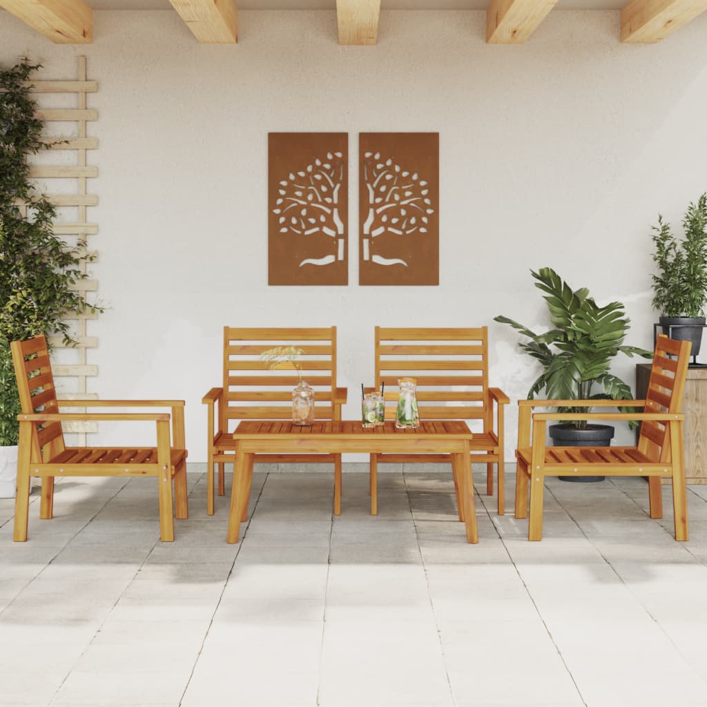 4 Piece Garden Lounge Set With Cushions Solid Wood Acacia