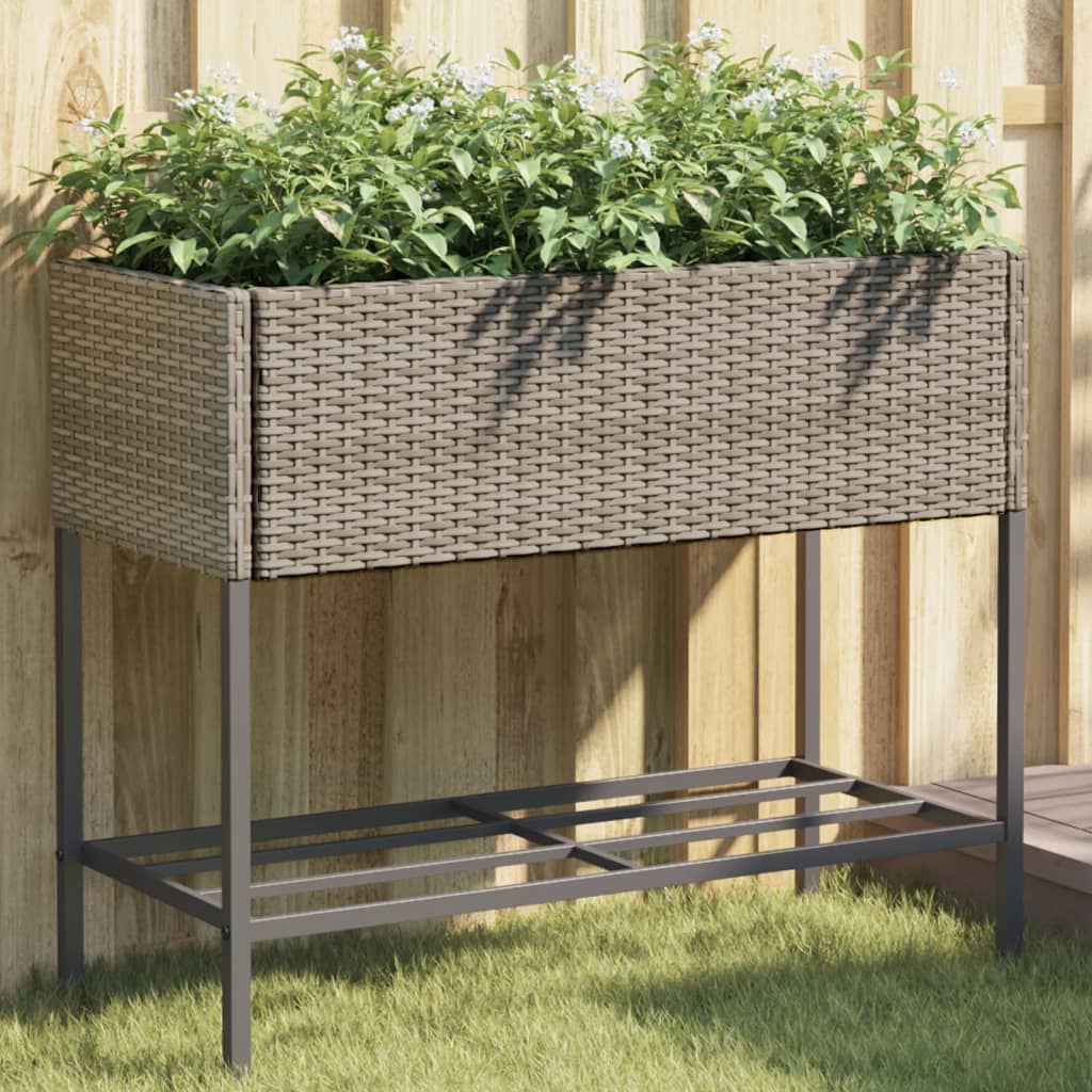 Garden Planter With Shelf Poly Rattan