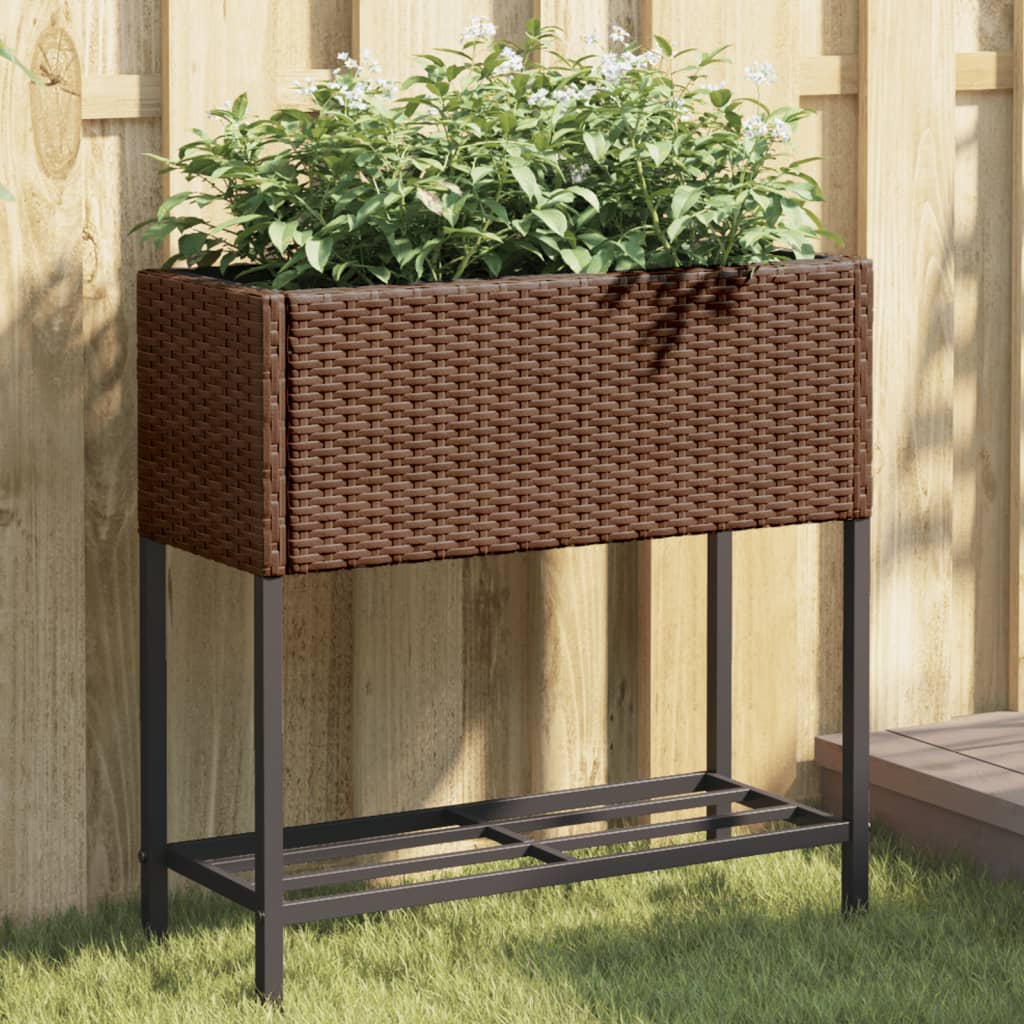 Garden Planter With Shelf Poly Rattan