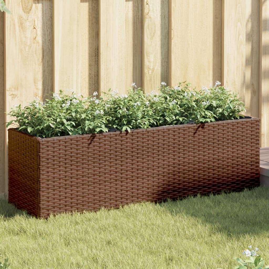 Garden Planter With Wheels And 3 Pots Poly Rattan