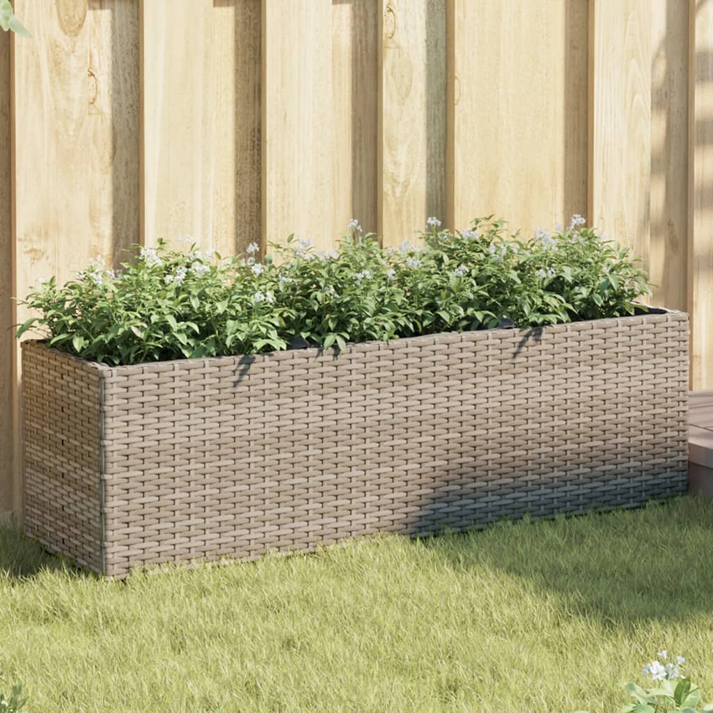 Garden Planter With Wheels And 3 Pots Poly Rattan