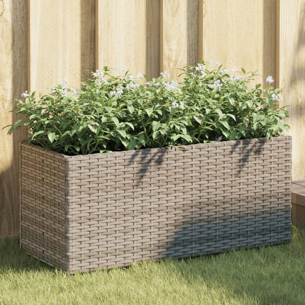 Garden Planter With Wheels And 3 Pots Poly Rattan