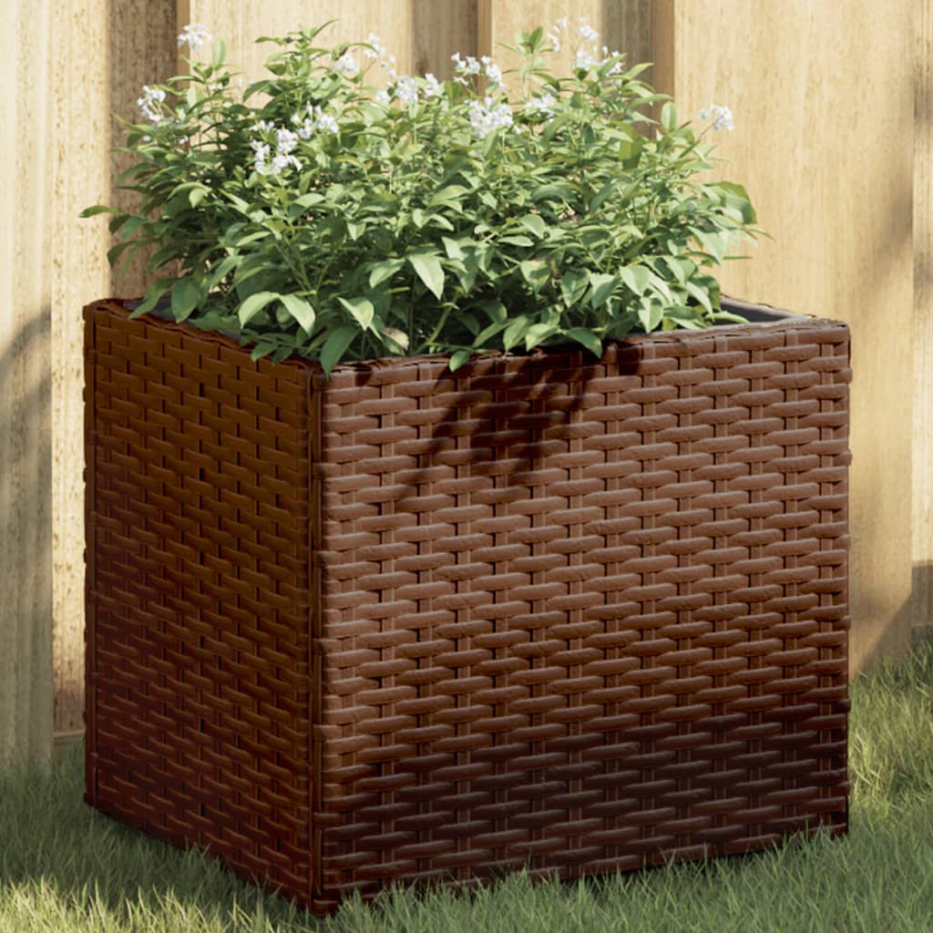 Garden Planter With Wheels And 3 Pots Poly Rattan