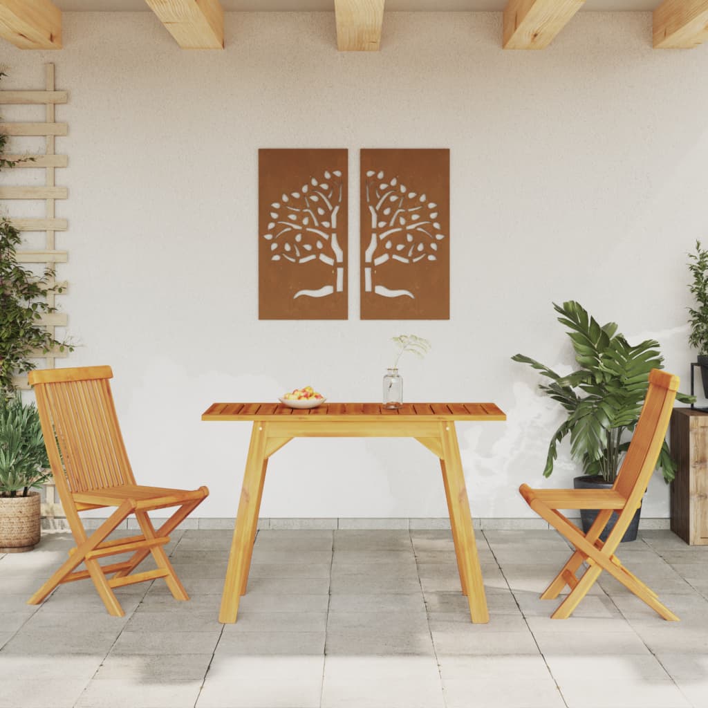 Garden Dining Table 110X56X75 Cm Solid Wood Acacia