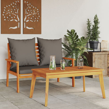 Garden Sofa 2Pcs With Cushion Solid Wood Acacia