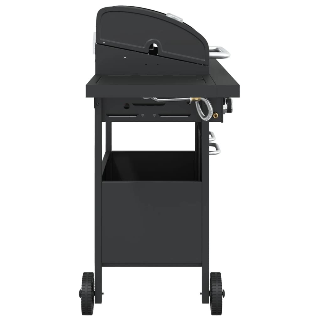 Gas Bbq Grill With 4 Burners Black Powder-Coated Steel