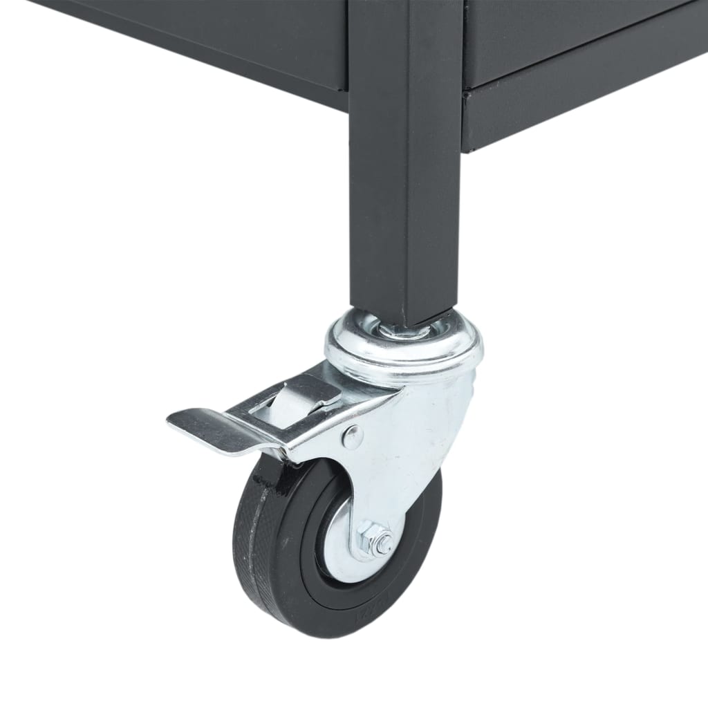 Gas Bbq Grill With 4 Burners Black Powder-Coated Steel