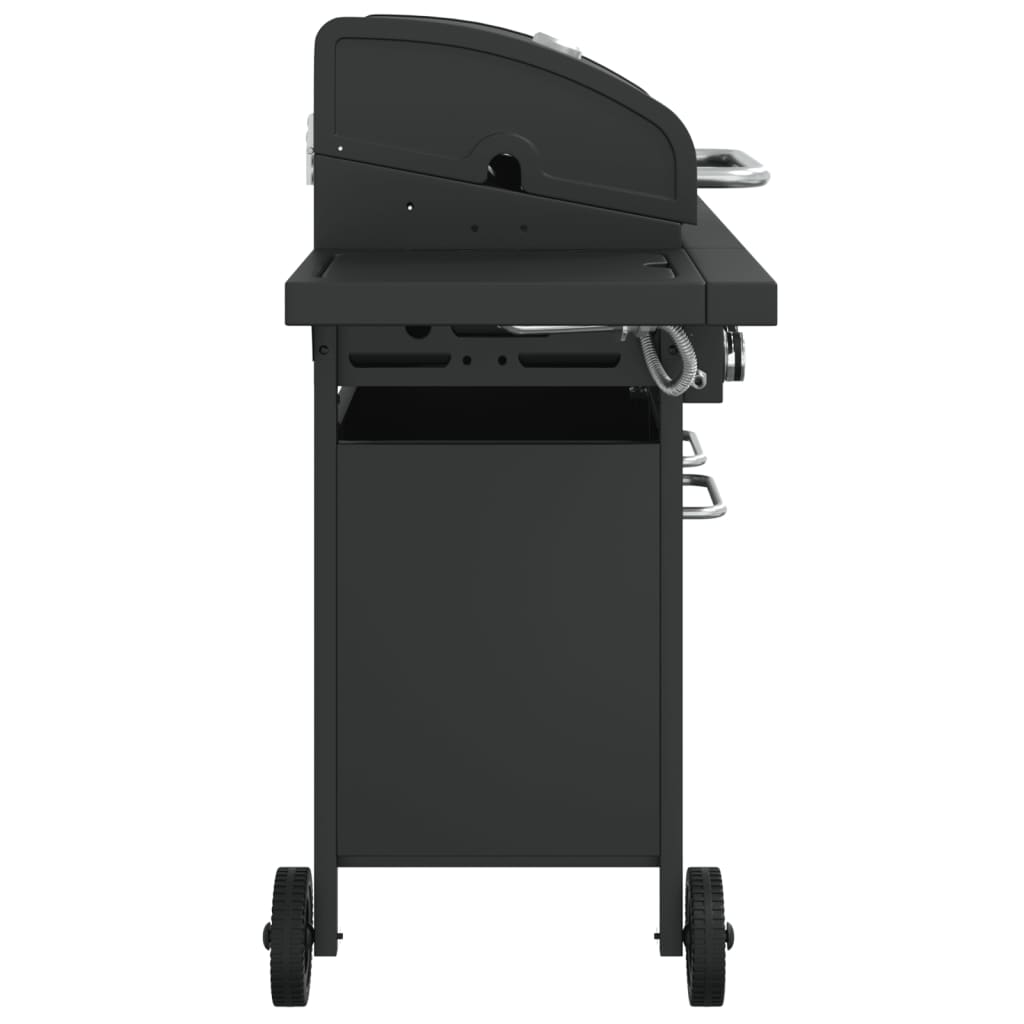 Gas Bbq Grill With 5 Burners Black Powder-Coated Steel