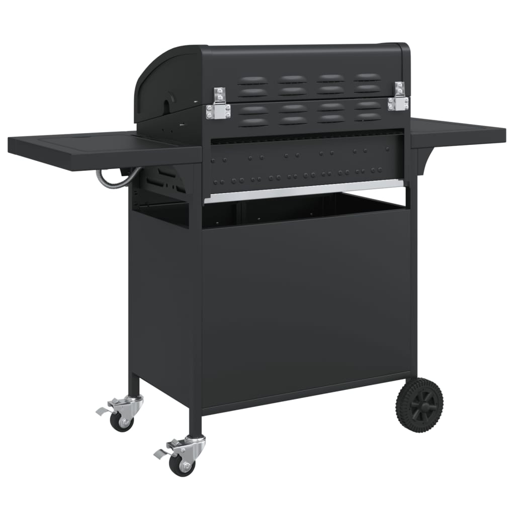 Gas Bbq Grill With 5 Burners Black Powder-Coated Steel