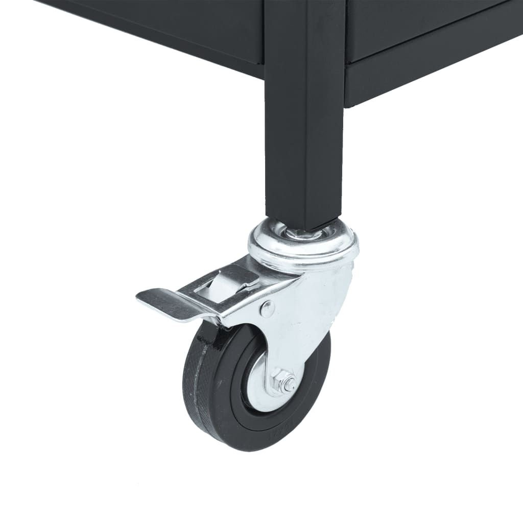 Gas Bbq Grill With 5 Burners Black Powder-Coated Steel