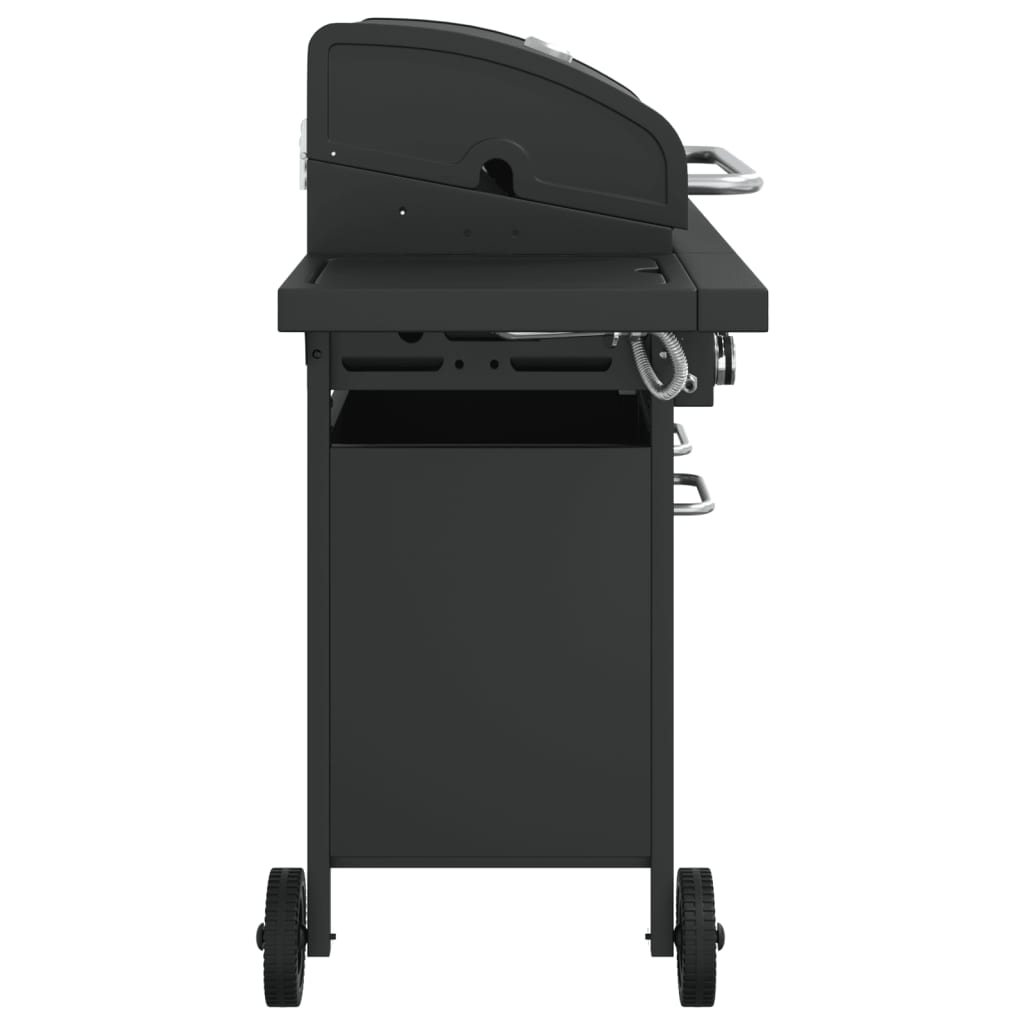 Gas Bbq Grill With 7 Burners Black Powder-Coated Steel